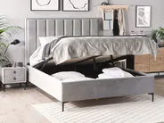 Schlafzimmer Set SEZANNE Samtstoff Hellgrau 160 x 200 cm_795638