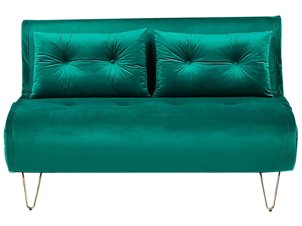 Sofa Bed Seater VESTFOLD Velvet Dark Green - Main Image