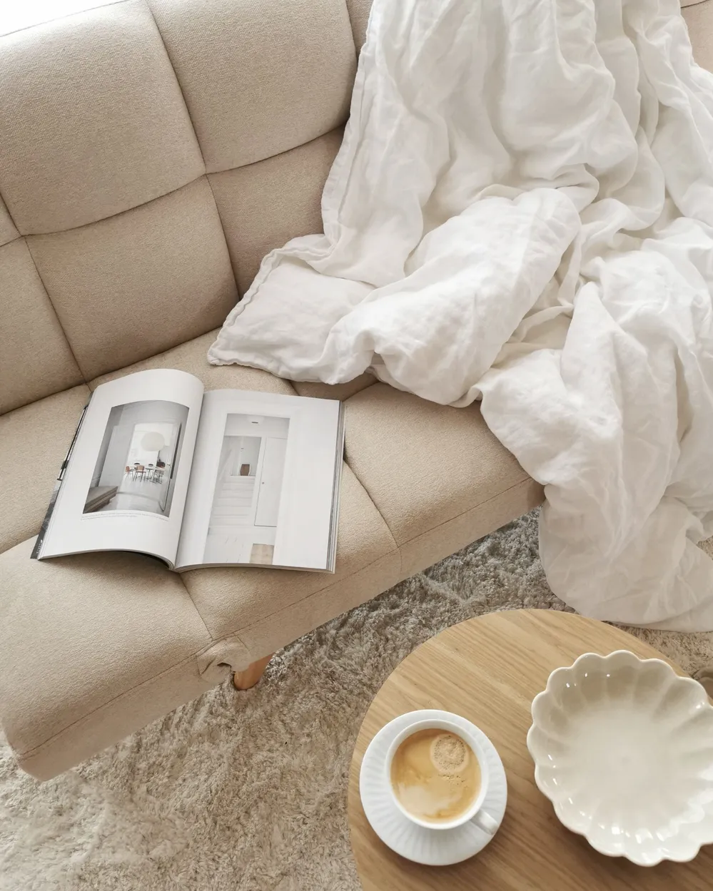 Divano letto 2 posti INGARO Tessuto Beige_822757