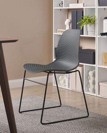 Set of 4 Dining Chairs Dark Grey PANORA