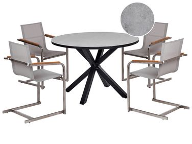 4 Seater Aluminium Garden Dining Set Glass Top Grey MALETTO/COSOLETO