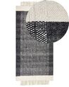 Tappeto lana nero e bianco sporco 80 x 150 cm ATLANTI_847248