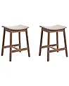 Set of 2 Bar Stools DIXON Wood Dark Brown/ Beige