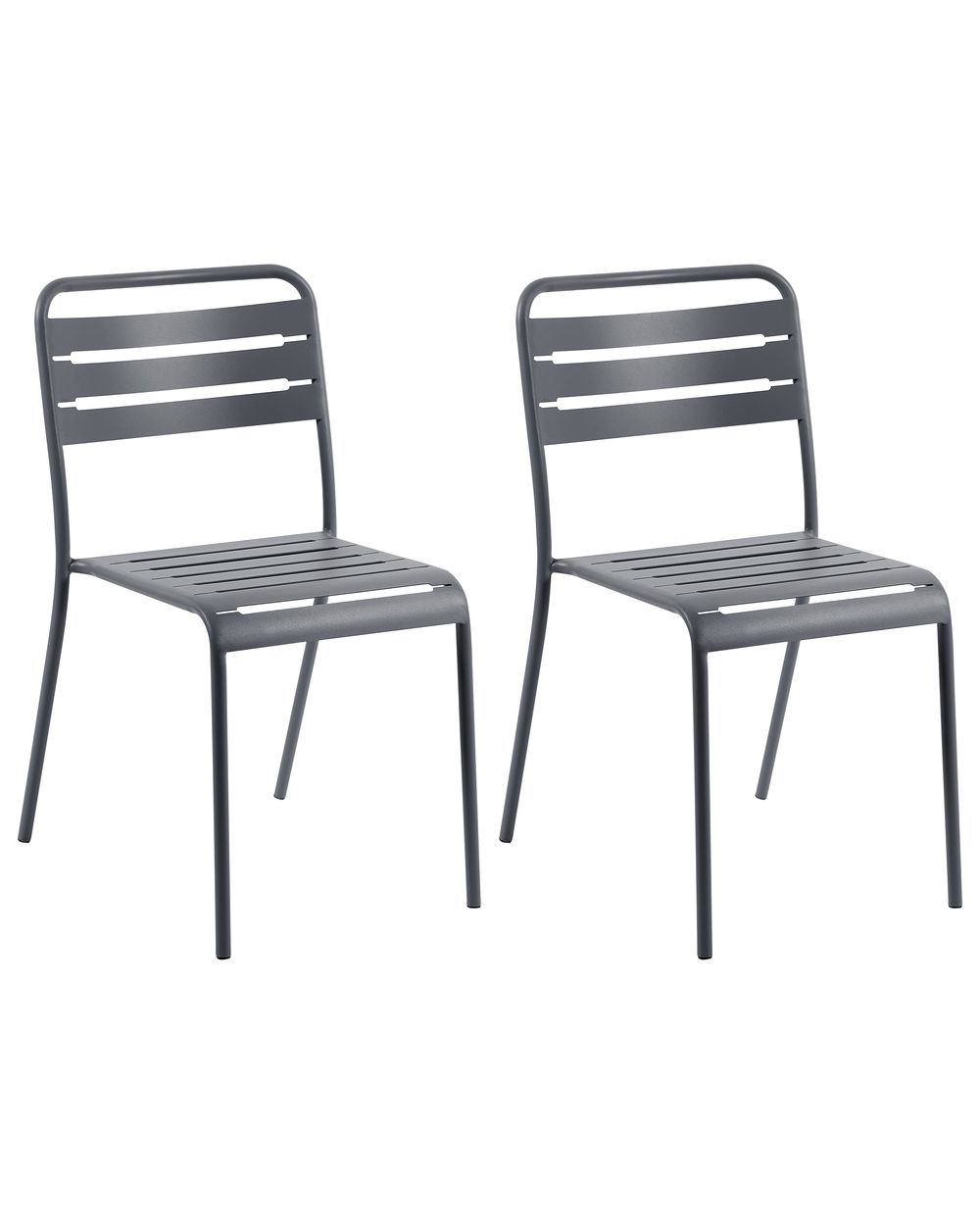 Lot de 2 chaises de jardin LEFKADA Métal Gris foncé