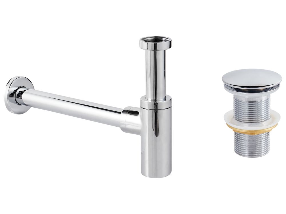 Basin Bottle Trap with Click Clack Waste MAFREDI Brass Silver