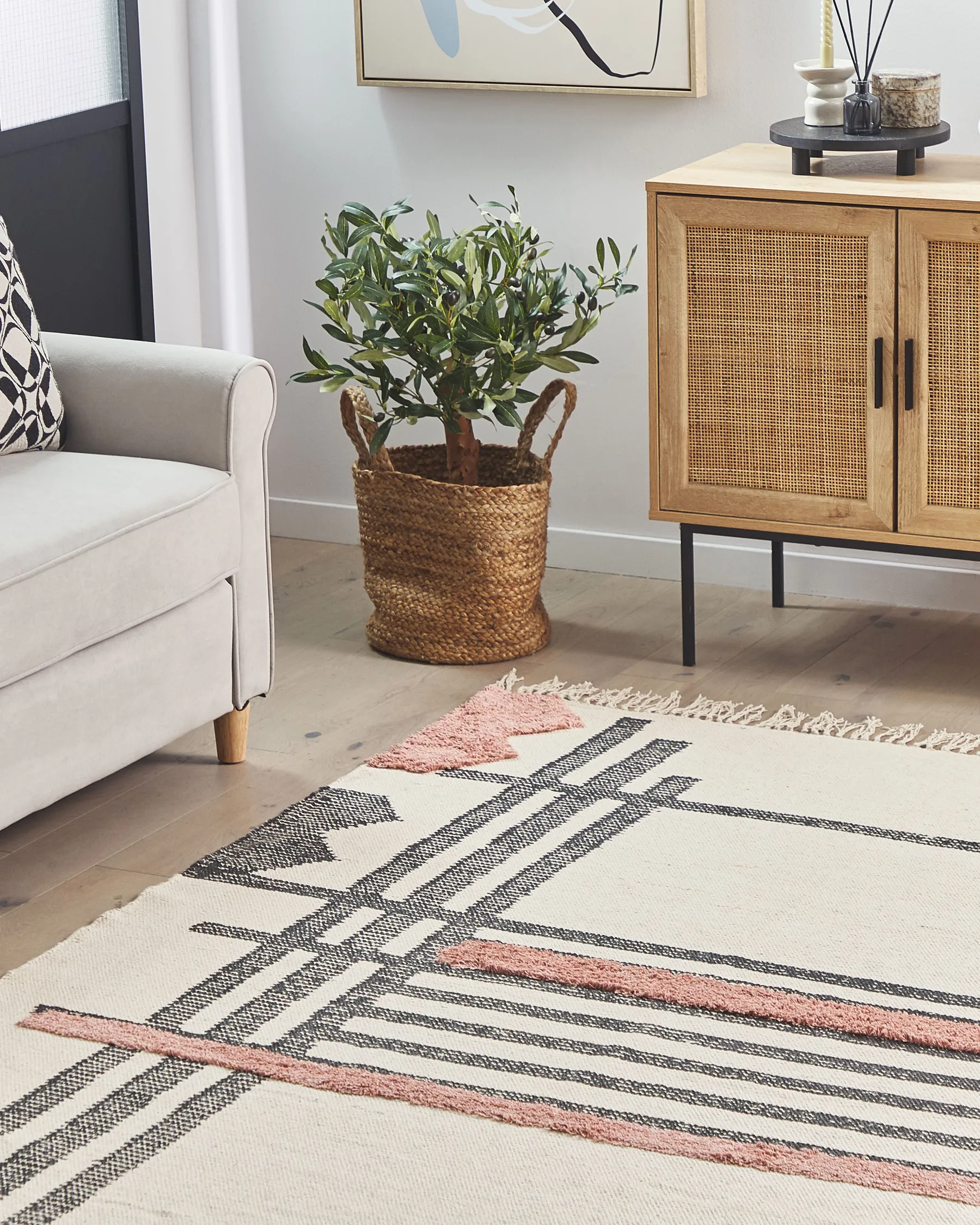 Tappeto MURADIYE Beige 140 x 200 cm Cotone_817039