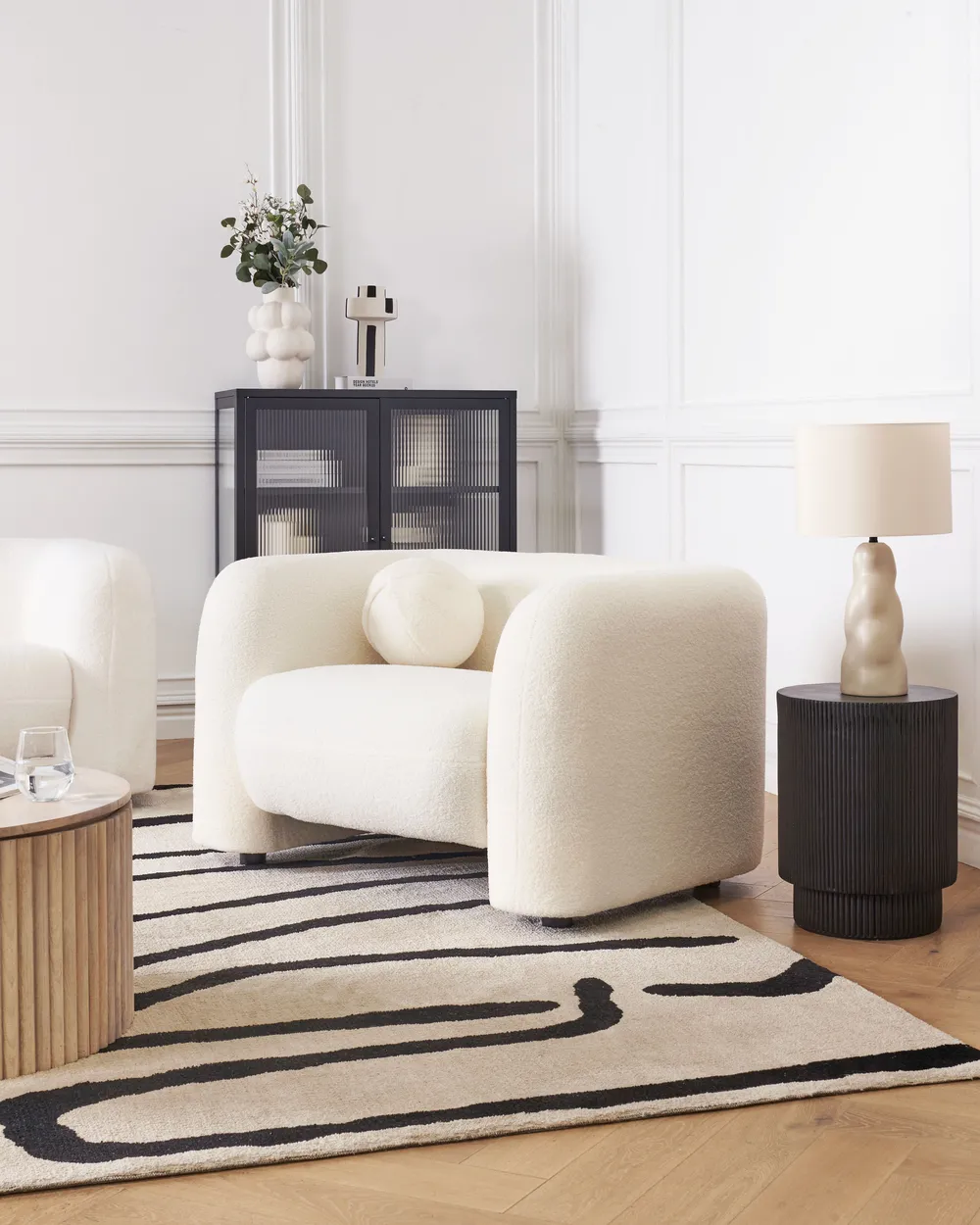 Poltrona LEIREN Bouclé Bianco_935598