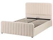 Ottoman Bed LUNAN Velvet Beige 120 x 200 cm (EU Small Double)_1051356
