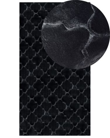 Kunstfellteppich Kaninchen schwarz 80 x 150 cm Shaggy GHARO
