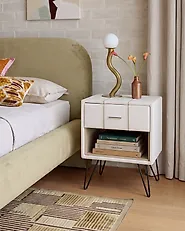 1 Drawer Bedside Table BETIN Faux Leather White_1177865