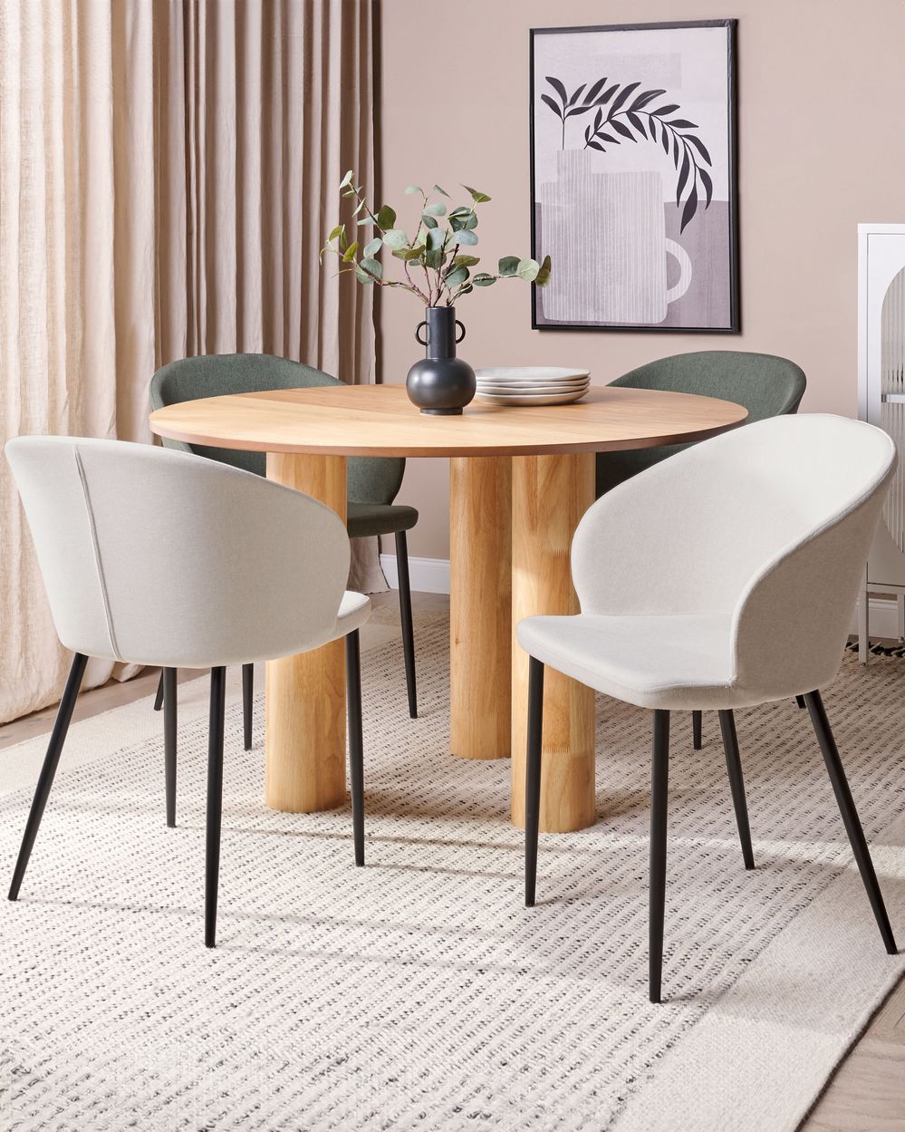 Set of 2 Dining Chairs MASON Light Beige