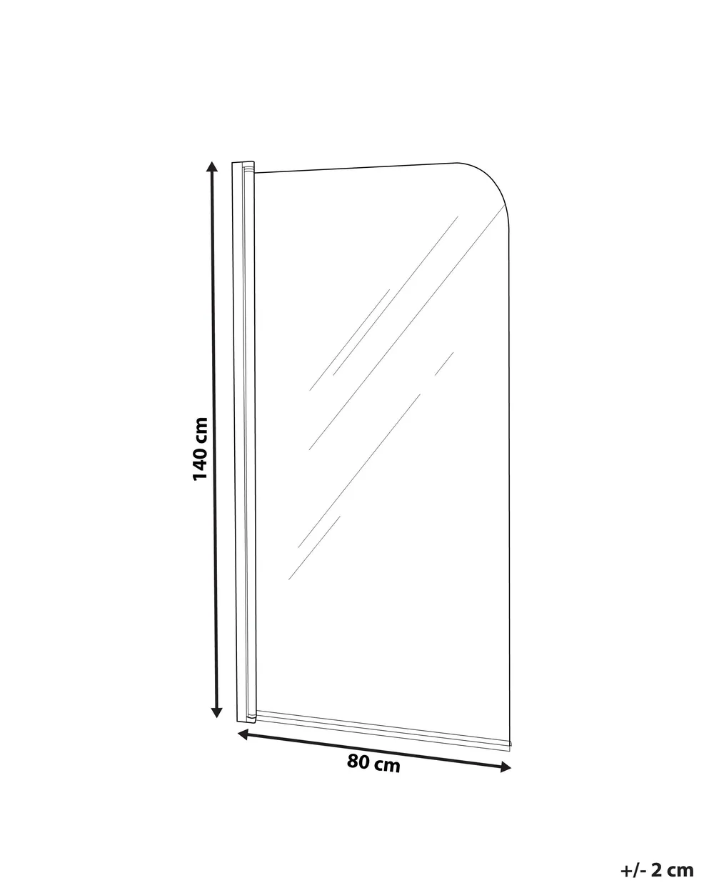 Shower Bath Screen LAPAN 1400 x 800 mm Black_944149