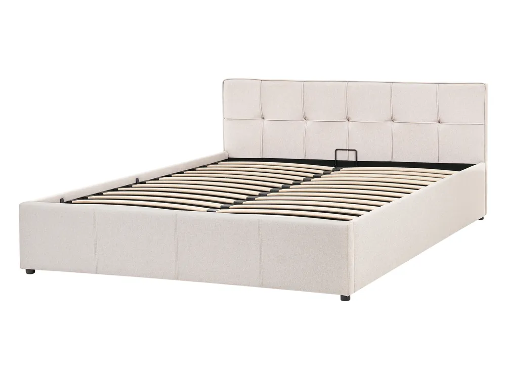 Cama con almacenaje LAURESSES Tela Beige claro 140 x 200 cm_1153485