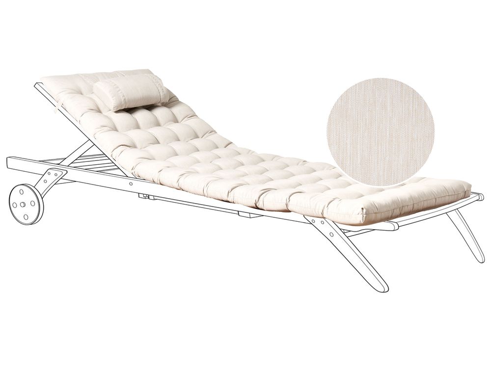 Almofada para espreguiçadeira CESANA PREMIUM 192 x 56 cm Creme claro