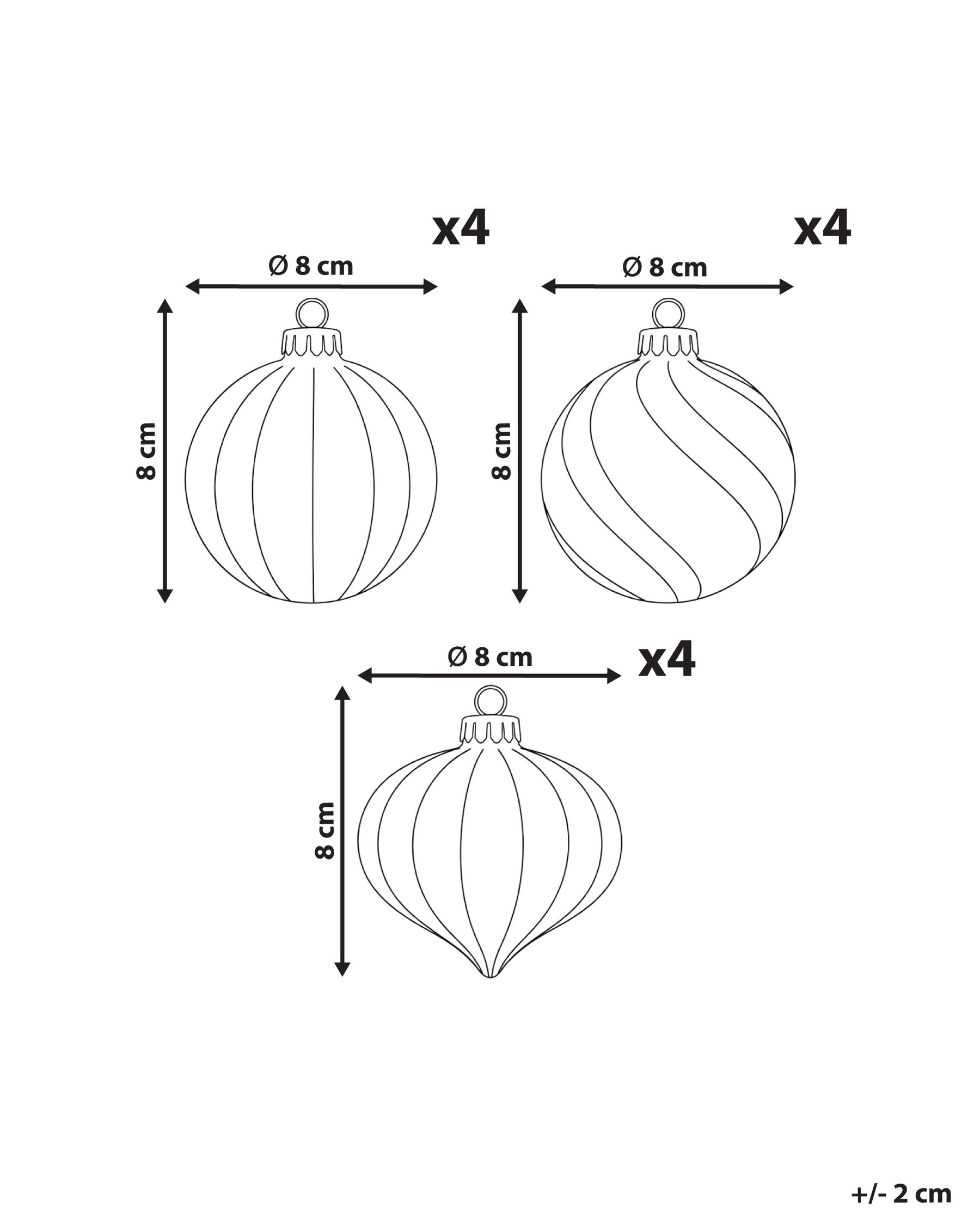 Set of 12 Baubles NORTHGLOW Glass Red/White_1192123