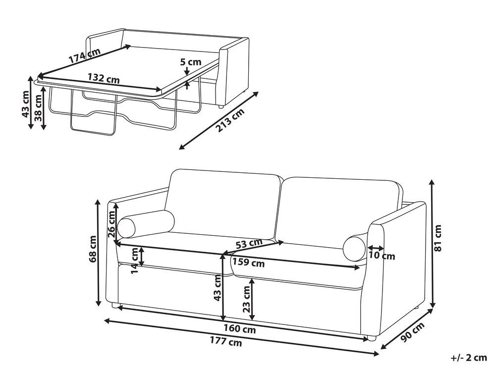 Sofa Bed INKOO Fabric Beige_1060140