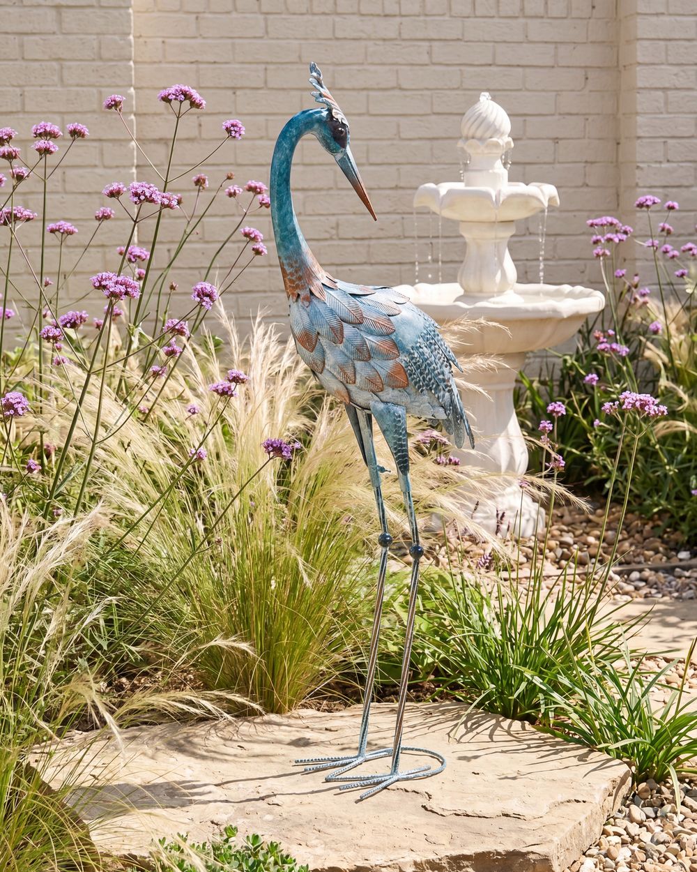 Gartenskulptur AKLAN Kranich Blau