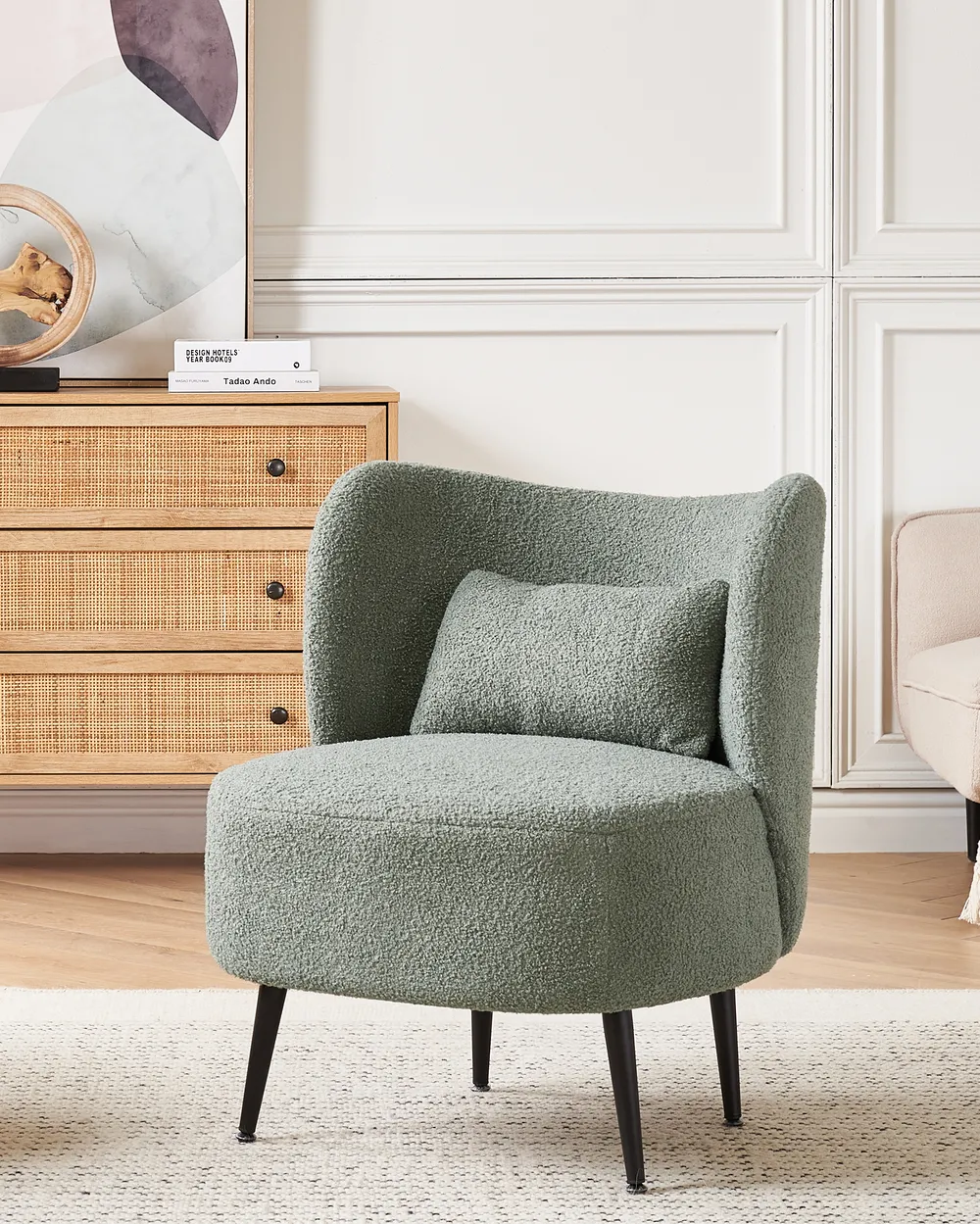 Fotel OTSBY Boucle Jasnozielony
