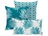 Set of 3 Outdoor Cushions BIRDWOOD Plant Pattern 30 x 50 cm 45 x 45 cm Turquoise