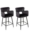 Sada 2 sametových barových židlí černé SANILAC_912709