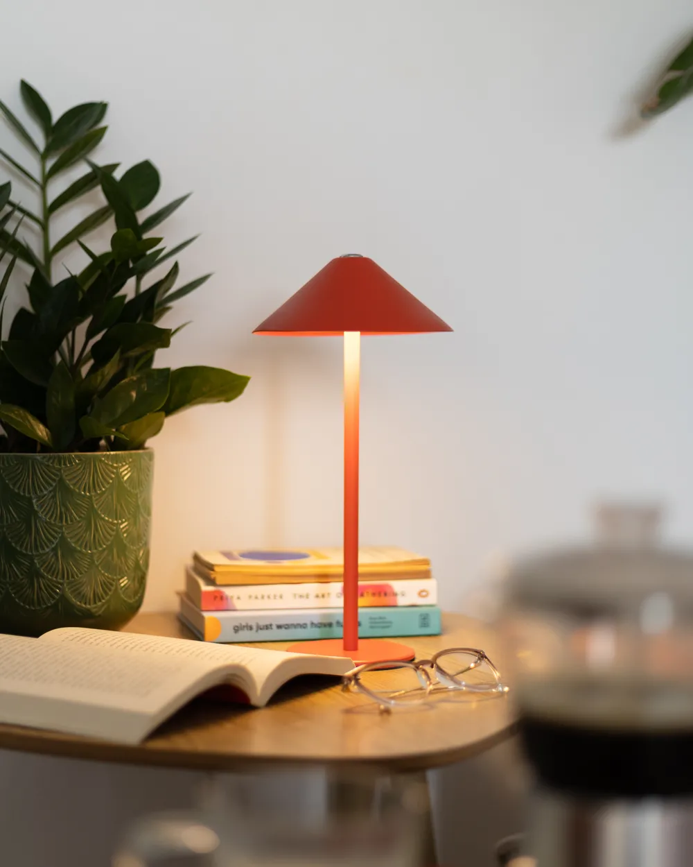 Wireless LED Table Lamp MODJO with Dimmer Metal Red_1063418