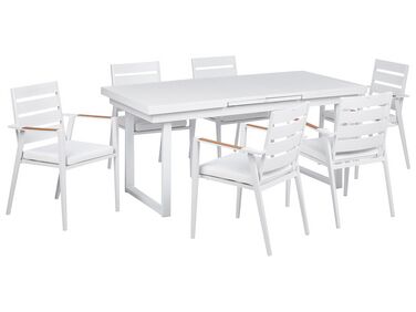 Gartenmöbel Set Aluminium weiß 6-Sitzer Auflagen weiß VALCANETTO/TAVIANO