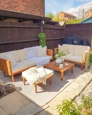 Garden Lounge Set with Table and Ottoman 5 Seater BARATTI Acacia Wood Brown_926107