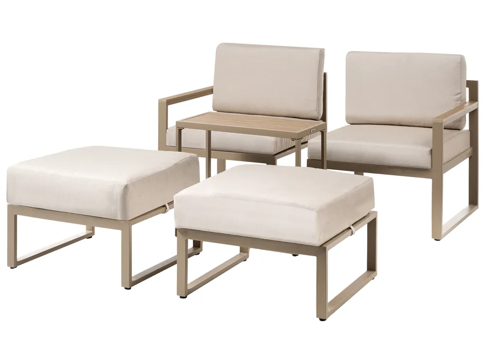 Set salotto da giardino con tavolo e pouf 2 posti NOCI Modulare Metallo Beige_1026724