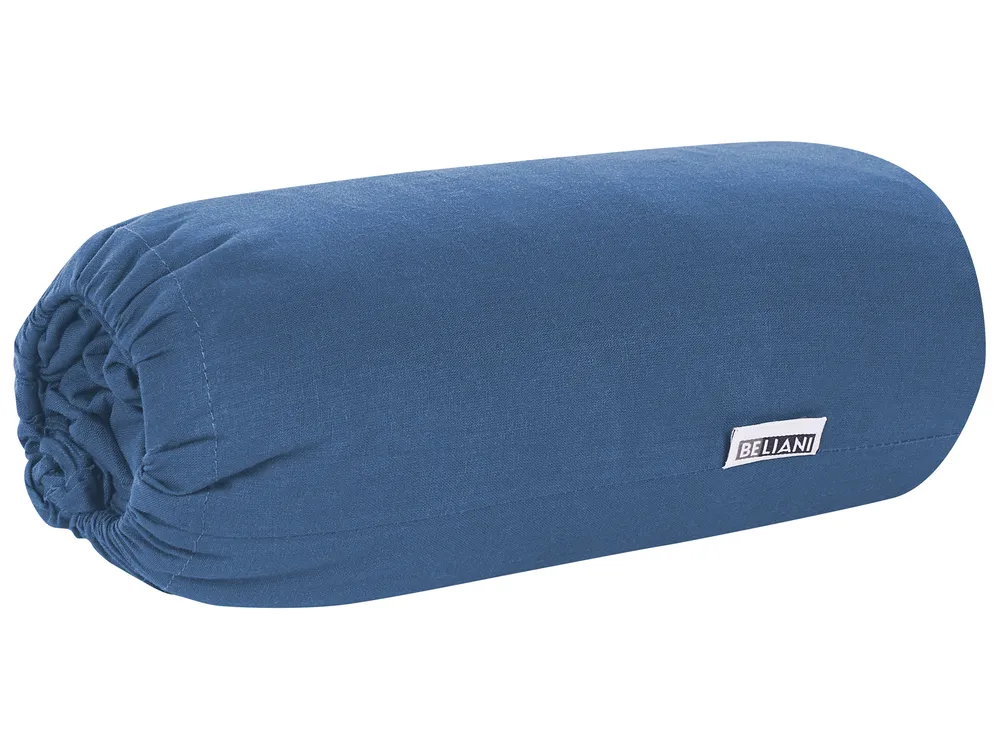 Prześcieradło z gumką JANBU 200 x 200 cm Bawełna Granatowy_845223