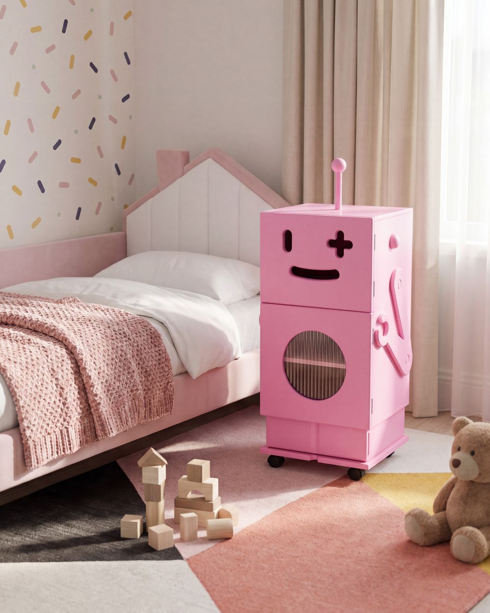 Armadio EDGAR 89 cm Rosa con ruote