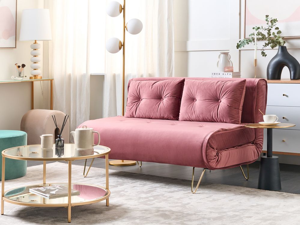 Pink 2 seater sofa bed discount