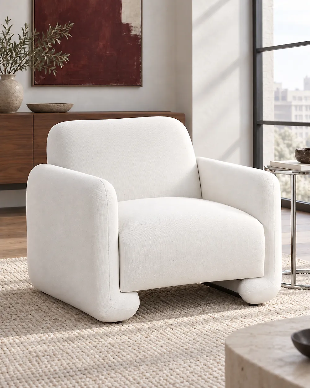Poltrona SALAND Tessuto Bianco_1175106