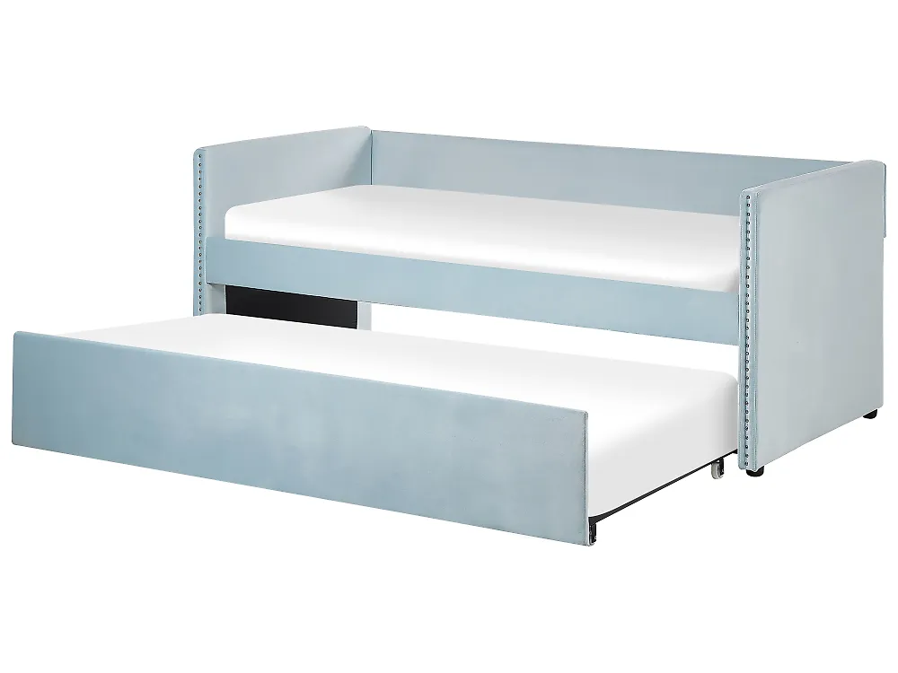 Trundle Bed Velvet TROYES 90 x 200 cm (EU Single) Light Blue