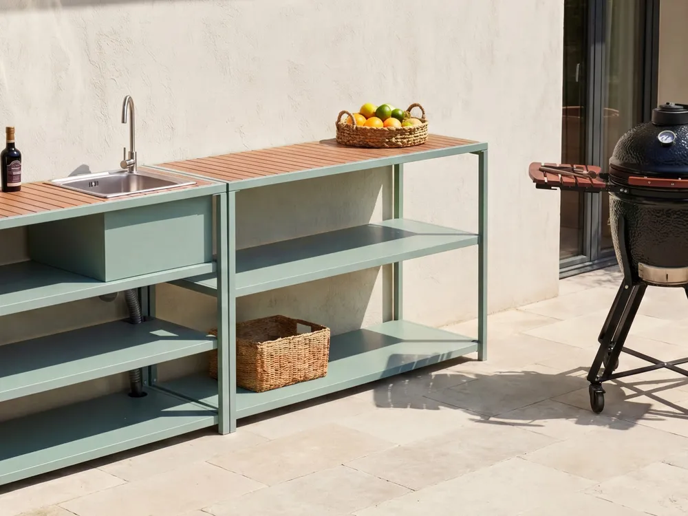 Outdoor Kitchen Island AVETRANA Light Green Metal