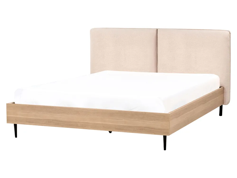 Bett mit Lattenrost Bouclé LIMANTON 160 x 200 cm Beige_971486