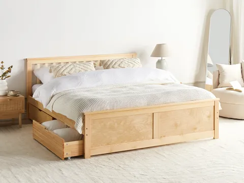Wooden bed with storage price discount