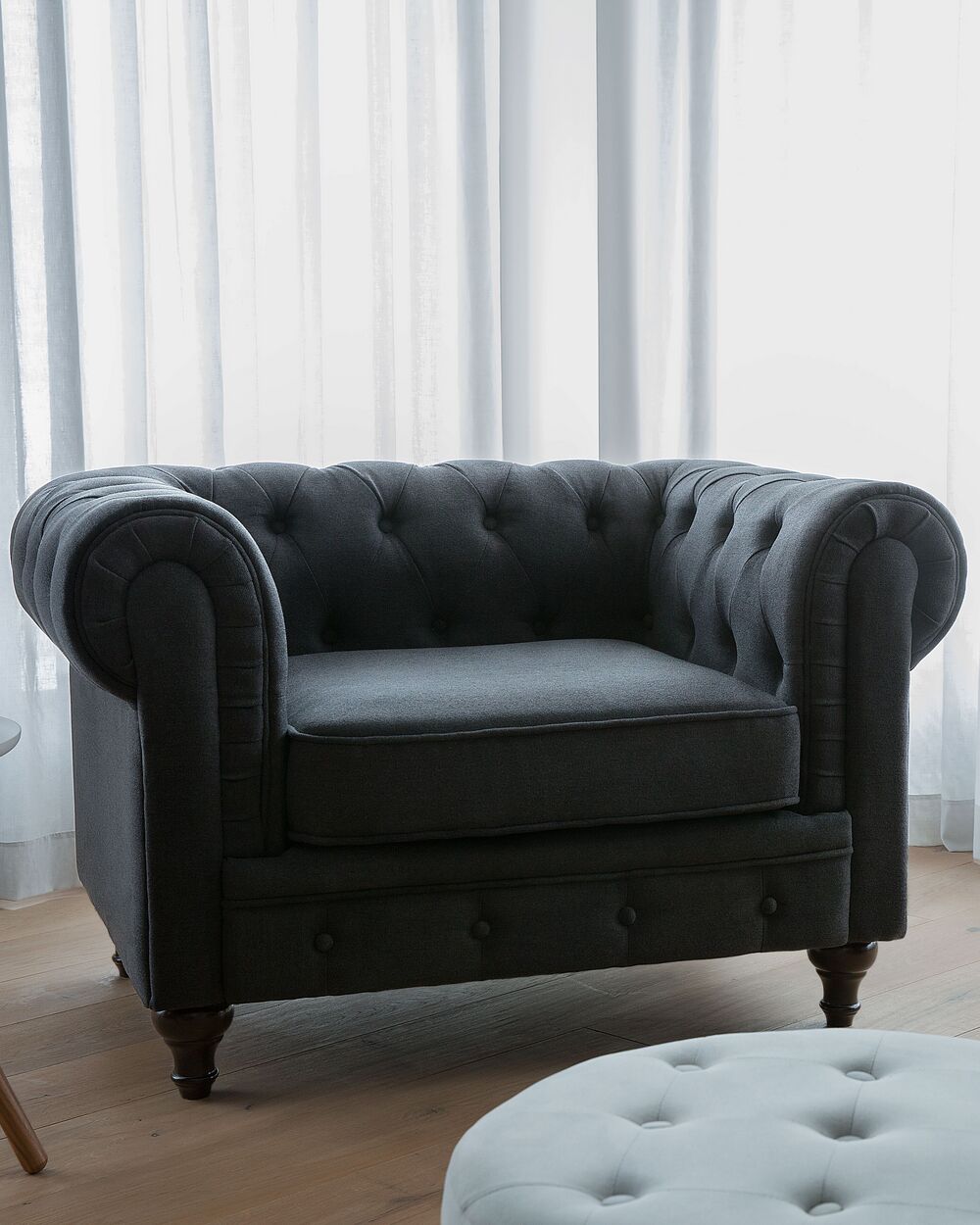 Armchair CHESTERFIELD Fabric Graphite Grey Beliani