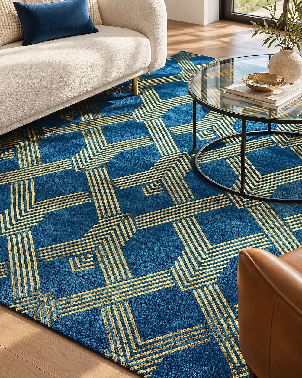 Tapis VEKSE Bleu 140 x 200 cm Soie artificielle