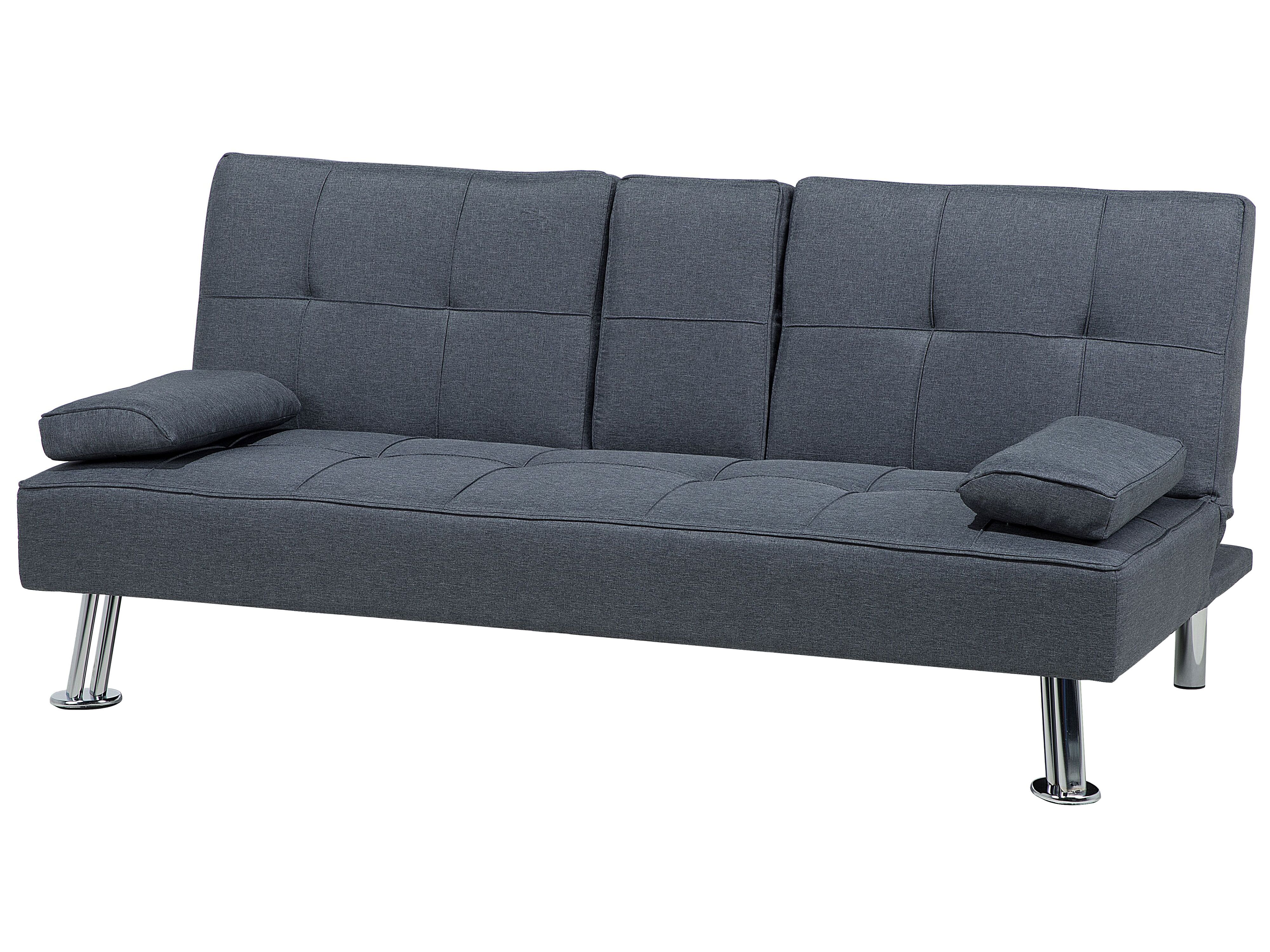 Canapé convertible 3 places en tissu gris foncé VISBY Canapé convertible 3 places en tissu gris foncé VISBY