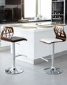 Bar Stool Dark Wood Faux Leather White PETERSBURG_713005