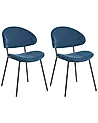Set of 2 Dining Chairs KIANA Fabric Dark Blue