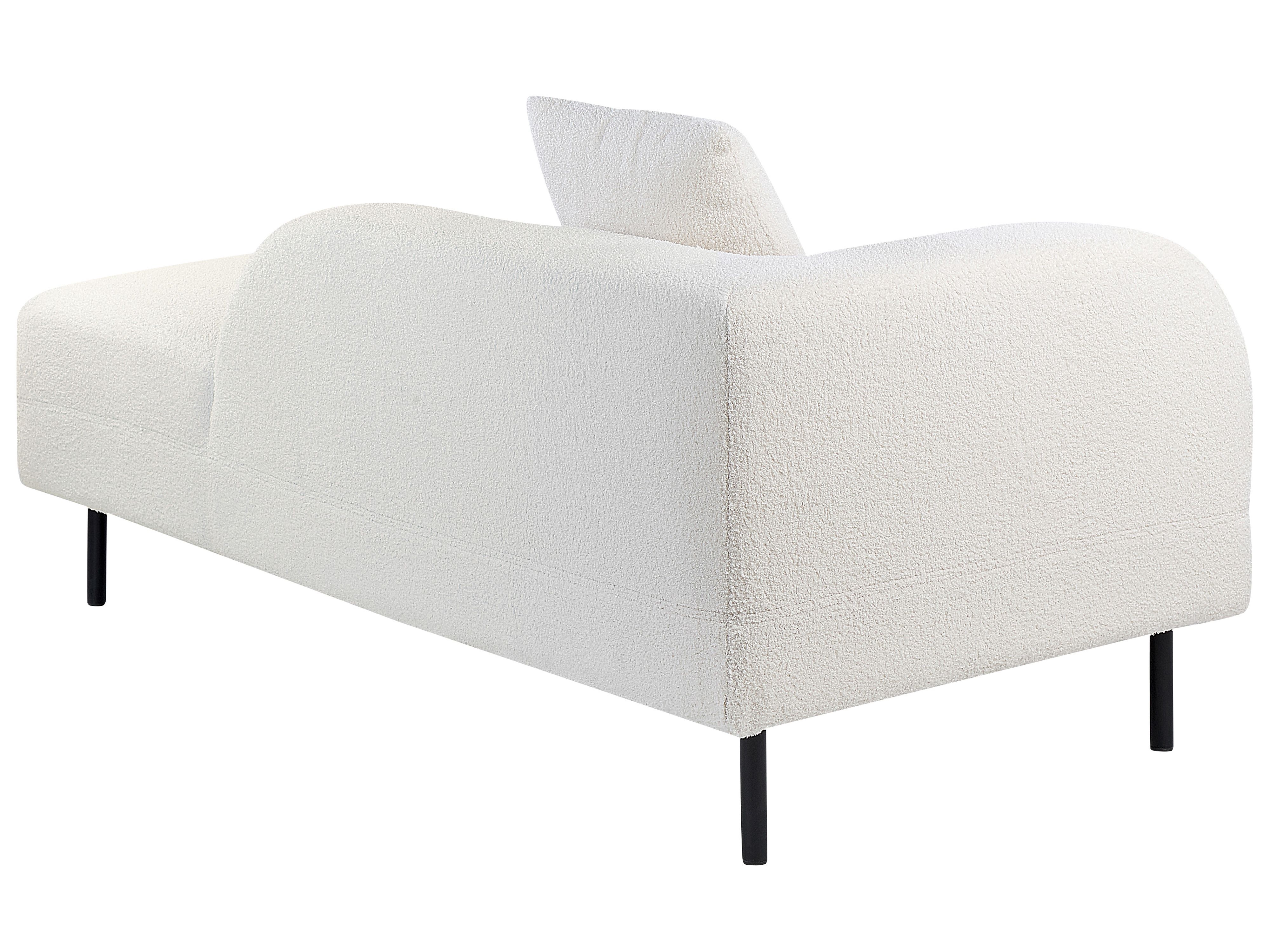 Left Hand Boucle Chaise Lounge White LE CRAU Beliani