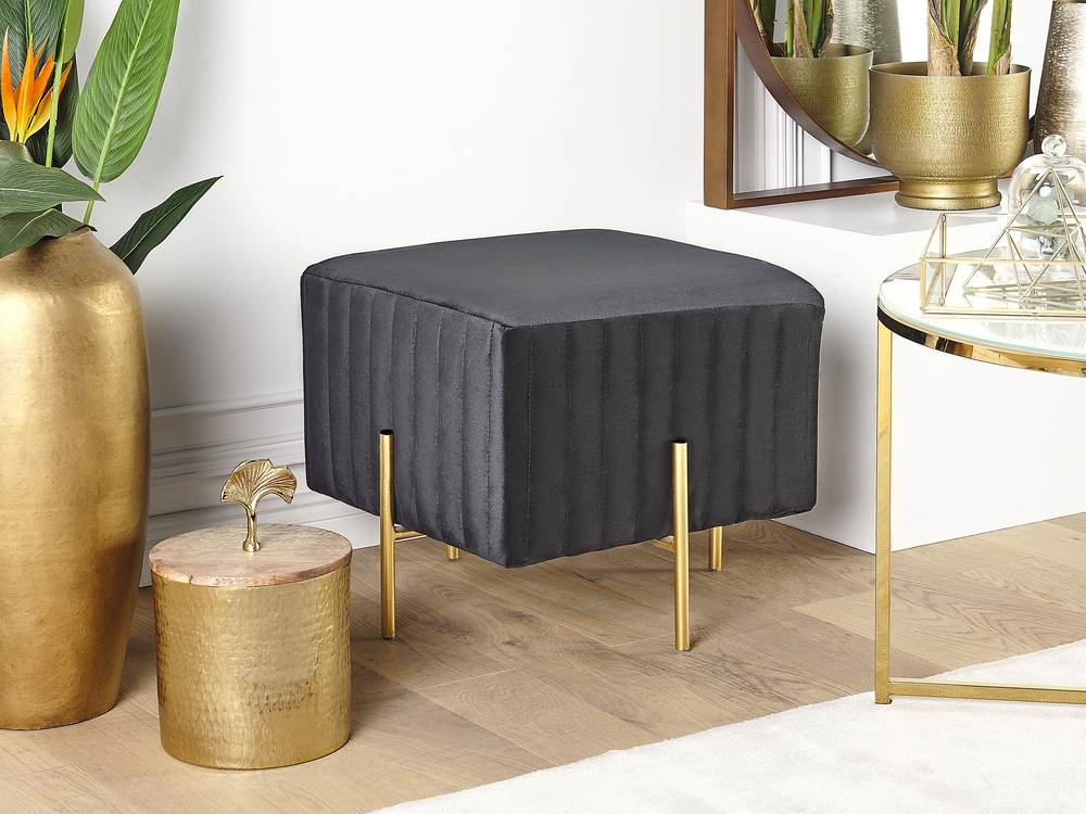 Footstool Black Velvet Dressing Table Stool Foot Stool Ottoman