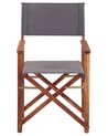 Set of 2 Acacia Folding Chairs Dark Wood with Grey CINE_810208