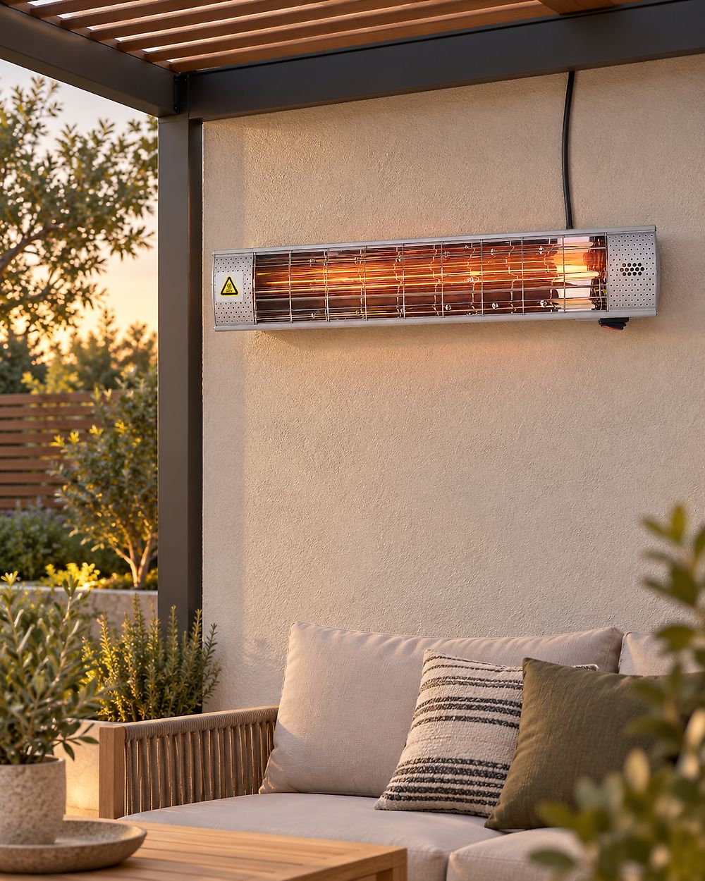 Chauffage de terrasse infrarouge mural BROMO 2000 W Argenté