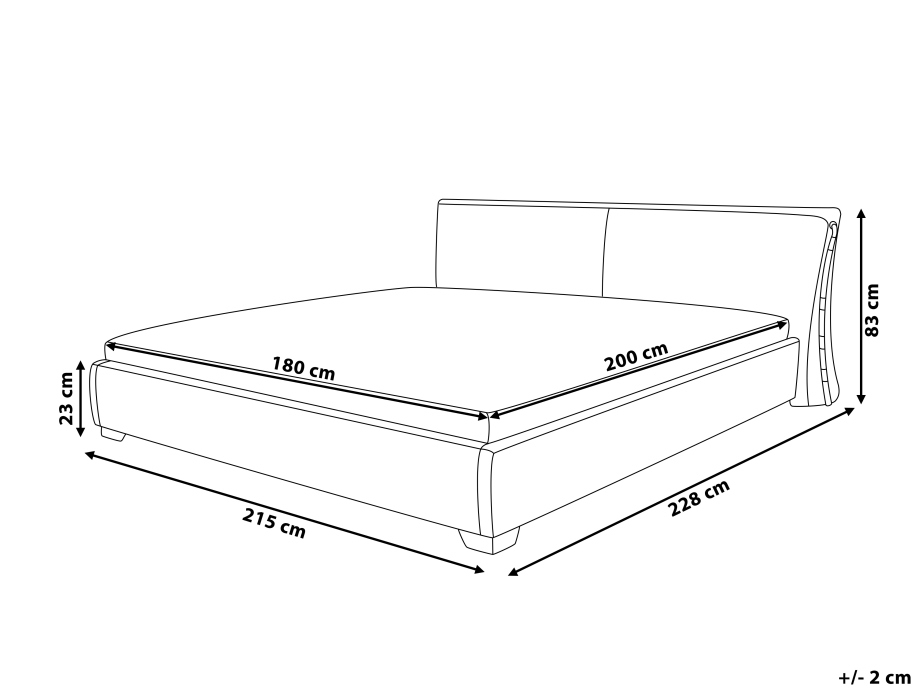 Bed Fabric PARIS 180 x 200 cm EU Super King Grey Beliani