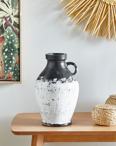 Terracotta Decorative Vase 33 cm Black and White MASSALIA