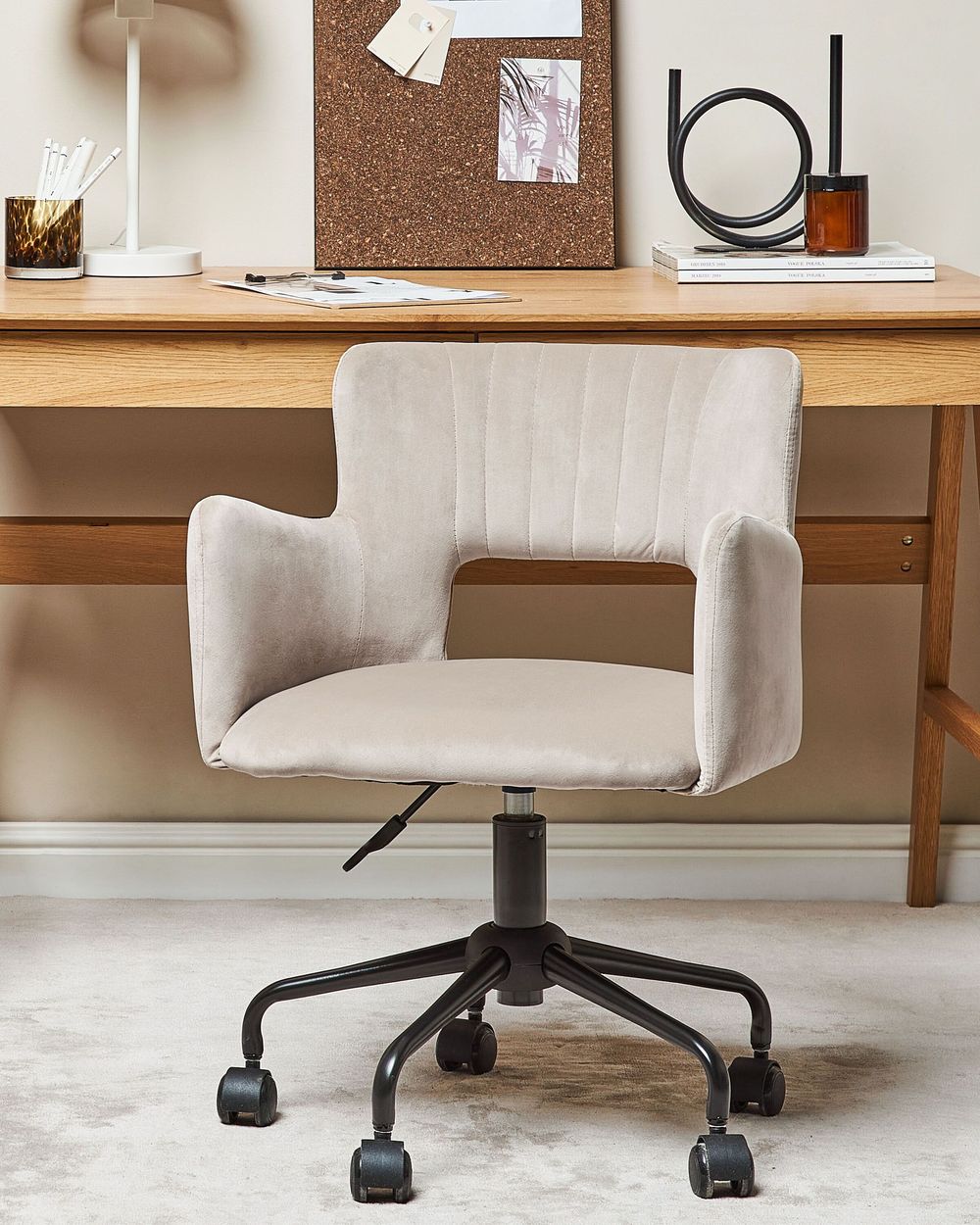 Desk Chair Velvet Taupe SANILAC Beliani