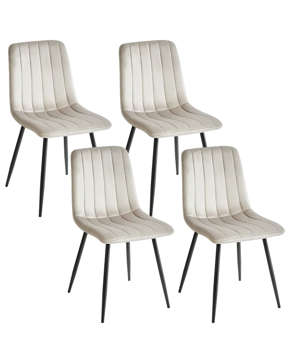 Set of 4 Dining Chairs KALISPELL Velvet Beige