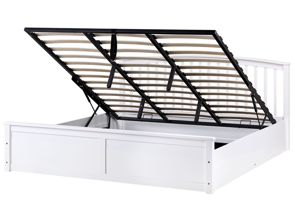 Ottoman Bed CLARBEC Pine Wood White 180 x 200 cm (EU Super King)